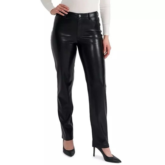 Joie Black Faux Leather Pants Slim Cut Pants Black Trousers size 8 NWT - Picture 1 of 10